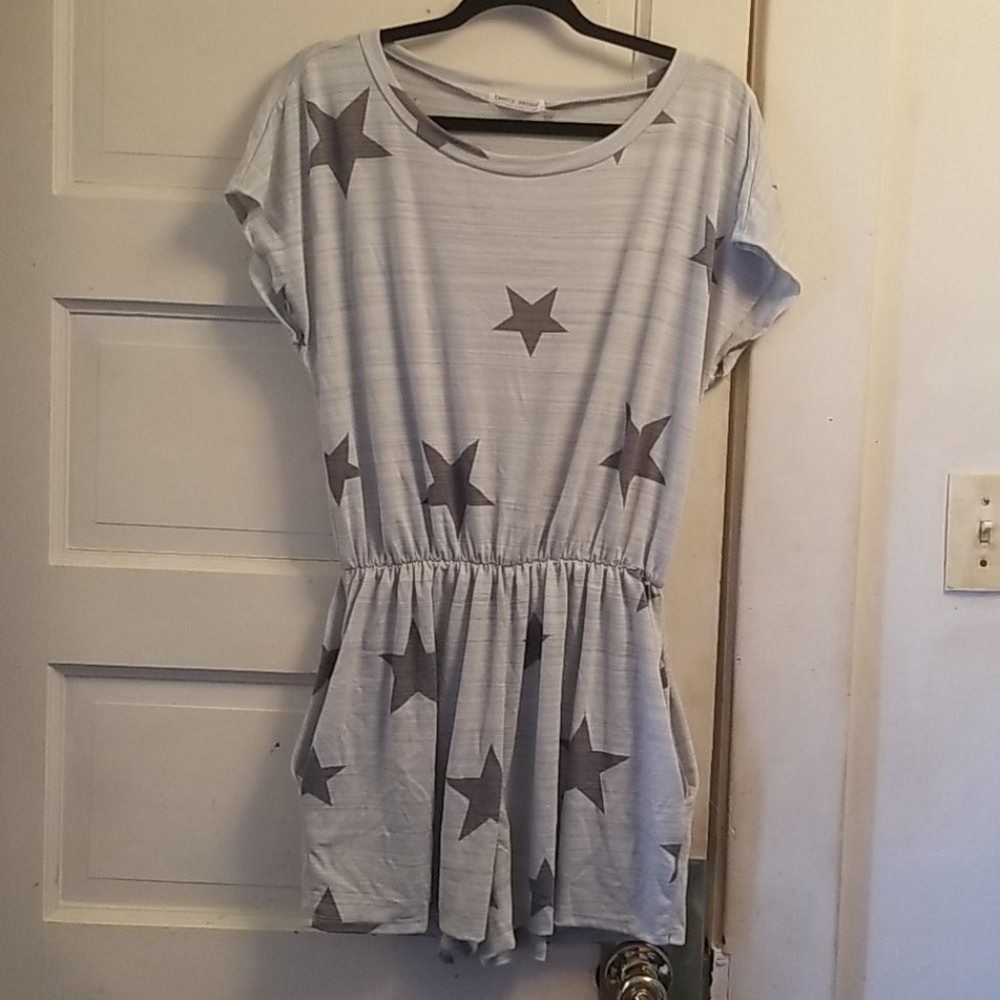 Sage green and gray romper